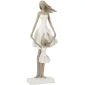 J-Line moeder met dochter poly /taupe s 12x7.5x32.5cm