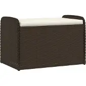 vidaXL Opbergbankje met kussen 80x51x52 cm poly rattan bruin