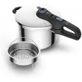 Tefal TRENDY+ Snelkookpan - 8L - Roestvrij Staal - Zwart/Blauw - Geschikt voor alle warmtebronnen