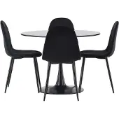 Ebuy24 Glade eethoek tafel zwart en 4 Polar stoelen zwart.