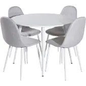 Ebuy24 Plaza eethoek tafel wit en 4 Polar stoelen grijs.