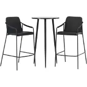 Ebuy24 Plaza barmeubelset bartafel zwart en 2 Tvist barstoelen zwart.