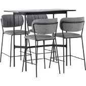 Ebuy24 Rax barmeubelset bartafel zwart en 4 bell barstoelen grijs.