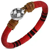 Montebello Armband Cas Red - Leer - Touw - 8mm - 22cm