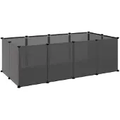 vidaXL Dierenhok klein 144x74x46,5 cm polypropeen en staal zwart