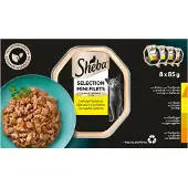 Sheba 4x Mini Filets Adult Kattenvoer Natvoer Gevogelte in Saus Kuipjes 680 gr