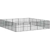 vidaXL Hondenkennel 20 panelen gepoedercoat staal zwart