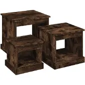 vidaXL Salontafel, 3 stuks, rook-eikenfineer, houtvezel