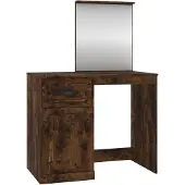 vidaXL Kaptafel met spiegel 90x50x132,5 cm bewerkt hout gerookt eiken