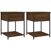 vidaXL Nachtkastjes 2 st 44x45x58 cm bewerkt hout bruin eikenkleur