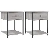 vidaXL Nachtkastjes 2 st 44x45x58 cm bewerkt hout grijs sonoma eiken