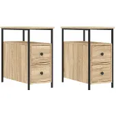 vidaXL Nachtkastjes 2 st 30x60x60 cm bewerkt hout sonoma eikenkleurig