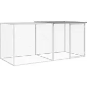 vidaXL Kippenhok met dak 203x98x90 cm gegalvaniseerd staal lichtgrijs