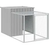 vidaXL Kippenhok met ren lichtgrijs 110x201x110 cm gegalvaniseerd staal