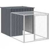 vidaXL Kippenhok met ren antraciet 110x201x110 cm gegalvaniseerd staal