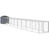 vidaXL Kippenhok met ren 117x1017x123 cm staal antracietkleurig