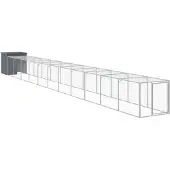 vidaXL Kippenhok met ren 110x1221x110 cm staal antracietkleurig