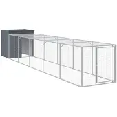 vidaXL Kippenhok met ren 110x609x110 cm gegalvaniseerd staal antraciet