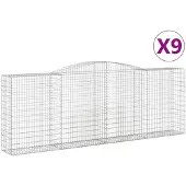 vidaXL Gabionen met boogvorm, 9 stuks, 400x50x140/160 cm, verzinkt staal