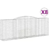 vidaXL Gabionen met boogvorm, 8 stuks, 400x50x140/160 cm, verzinkt staal