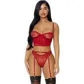 Forplay Peek Inside - Lingerie Set wine M