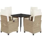 vidaXL 5-delige tuinset met kussens, beige, polyrotan