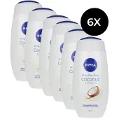 Nivea Coconut & Jojoba Oil Douchecrème - Body Wash met Kokosgeur - Met Vitamine C & E - Voordeelverpakking - 6 x 250 ml