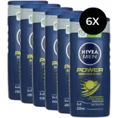 Nivea MEN Power Refresh Douchegel Mannen - 3-in-1 Shower Gel - Shampoo - Voordeelverpakking - 6 x 250 ml