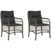 vidaXL Tuinstoelen 2 st met kussens poly rattan grijs