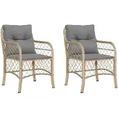 vidaXL Tuinstoelen met kussens, 2 stuks. Gemaakt van polyrotan
