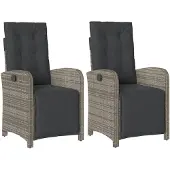 vidaXL Tuinstoelen 2 st verstelbaar met voetensteun poly rattan grijs