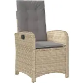 vidaXL Tuinstoel verstelbaar met kussens poly rattan gemengd beige