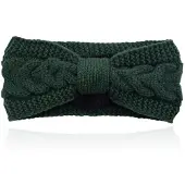 LGT JWLS Dames Hoofdband - Donkergroen, Katoen met Fleece Voering en Kabelpatroon