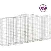 vidaXL Schanskorven 9 st gewelfd 400x50x180/200 cm ijzer