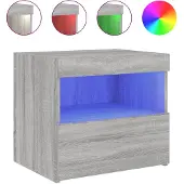 vidaXL Nachtkastje met LED-verlichting 50x40x45 cm grijs sonoma eiken