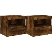 vidaXL Nachtkastjes met LED-verlichting 2 st 50x40x45 cm gerookt eiken