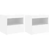 vidaXL Nachtkastjes met LED-verlichting 2 st 50x40x45 cm wit