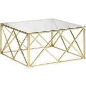 vidaXL Salontafel, goudkleurig roestvrij staal en gehard glas