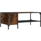 vidaXL salontafel met plank, gerookt eikenhout, 100x51x40 cm, houtvezel