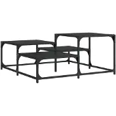 DKD Home Decor Zwarte salontafel, 87,5 x 87,5 x 40 cm, gemaakt van houtvezel