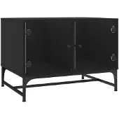 vidaXL Salontafel met glazen deuren, zwart, 68,5 x 50 x 50 cm