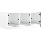 vidaXL Salontafel met glazen deuren 102x50x42 cm wit