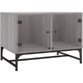 vidaXL Salontafel met glazen deuren 68,5x50x50 cm grijs sonoma eiken