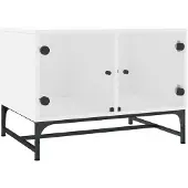 vidaXL Salontafel met glazen deuren 68,5x50x50 cm wit