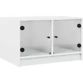 vidaXL Salontafel met glazen deuren 68x50x42 cm wit