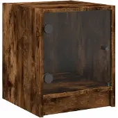 vidaXL Nachtkastje met glazen deur 35x37x42 cm gerookt eikenkleurig