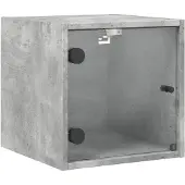 vidaXL Nachtkastje met glazen deur 35x37x35 cm betongrijs