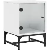 vidaXL Nachtkastje met glazen deur 35x37x50 cm wit