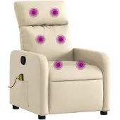vidaXL Massagestoel verstelbaar stof crèmekleurig