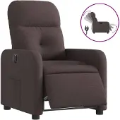 vidaXL Fauteuil verstelbaar elektrisch stof donkerbruin